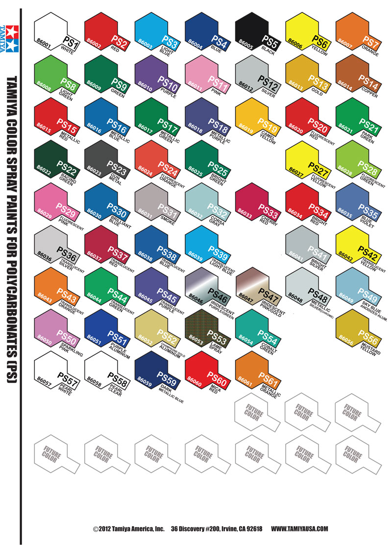 Tamiya Color Chart Conversion