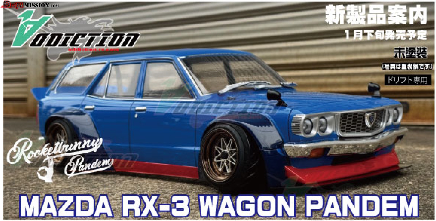 ADDICTION MAZDA RX-3ワゴン ROCKETBUNNY Addiction RC Mazda RX-3 Wagon Rocketbunny Clear Body